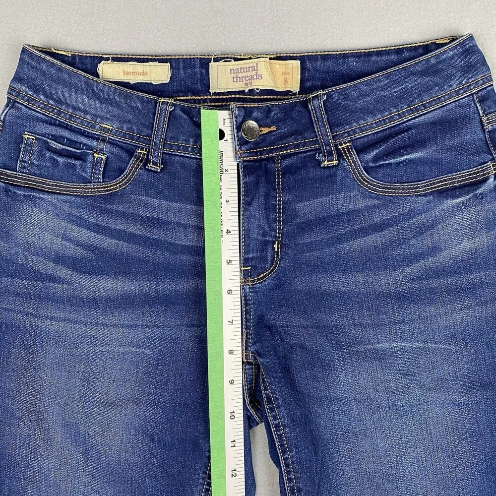 Natural Threads Bermuda Stretch Denim Shorts Women‎ 8 Dark Medium Wash